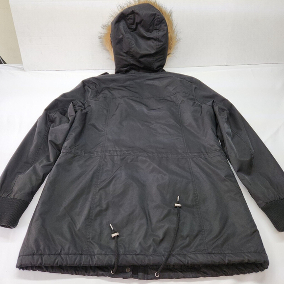 Levi's Women's Cotton Nylon Faux Fur Hooded Sherpa Parka Jacket Black Large - Picture 4 of 12